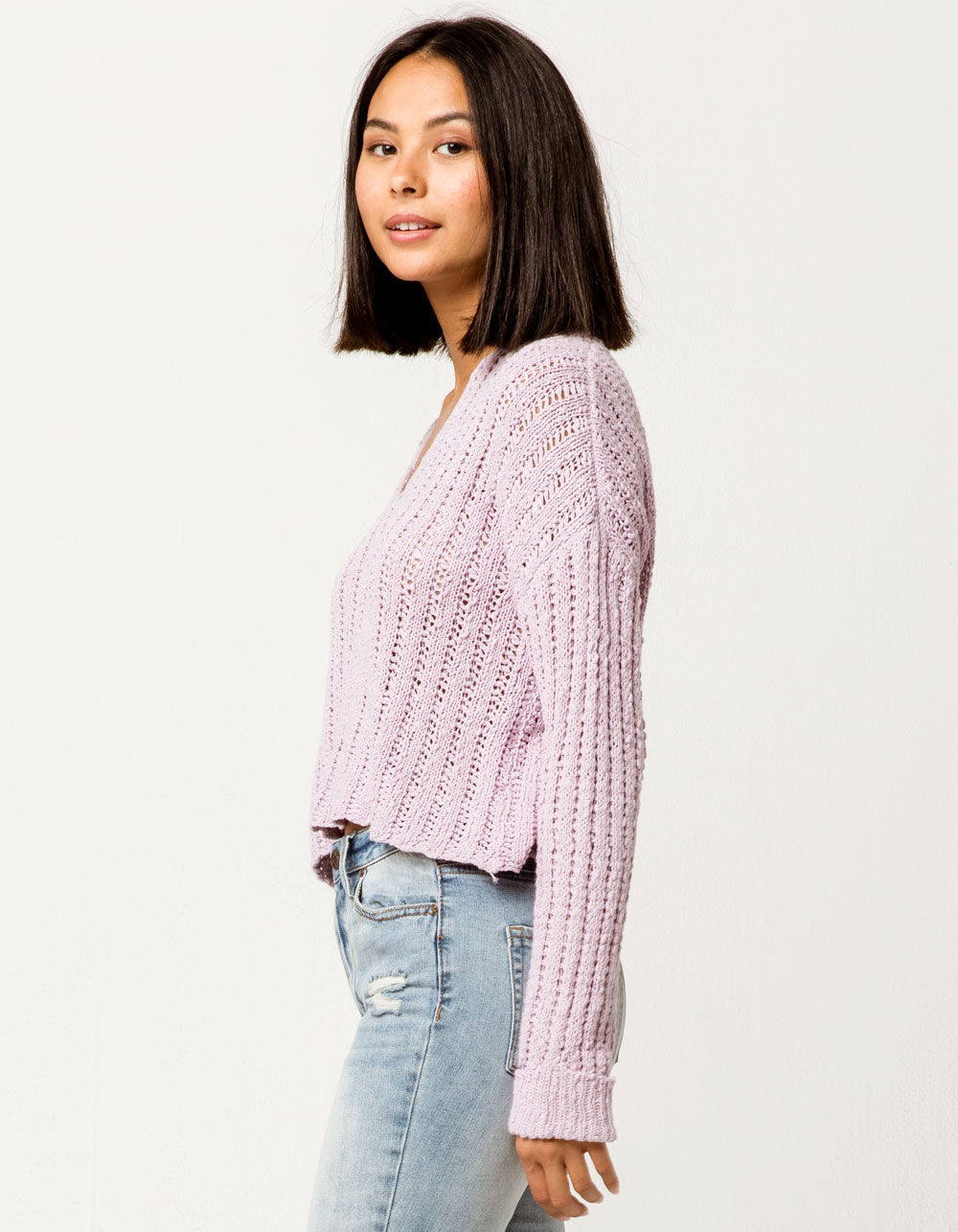 SKY AND SPARROW Open Weave Lavender Womens Sweater - LAVENDER | Tillys