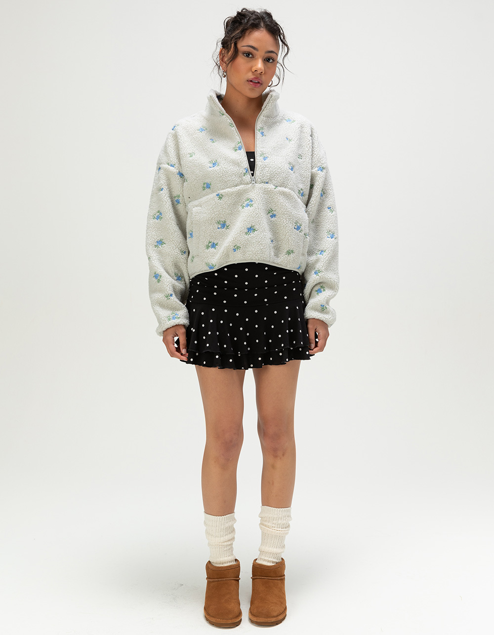 HAPPY CAMP3R Elle Womens Half Zip Pullover - GRAY COMBO