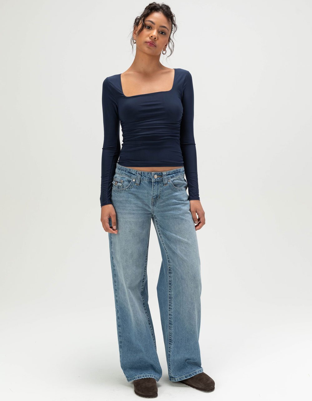 TILLYS Square Neck Cinch Womens Long Sleeve Top