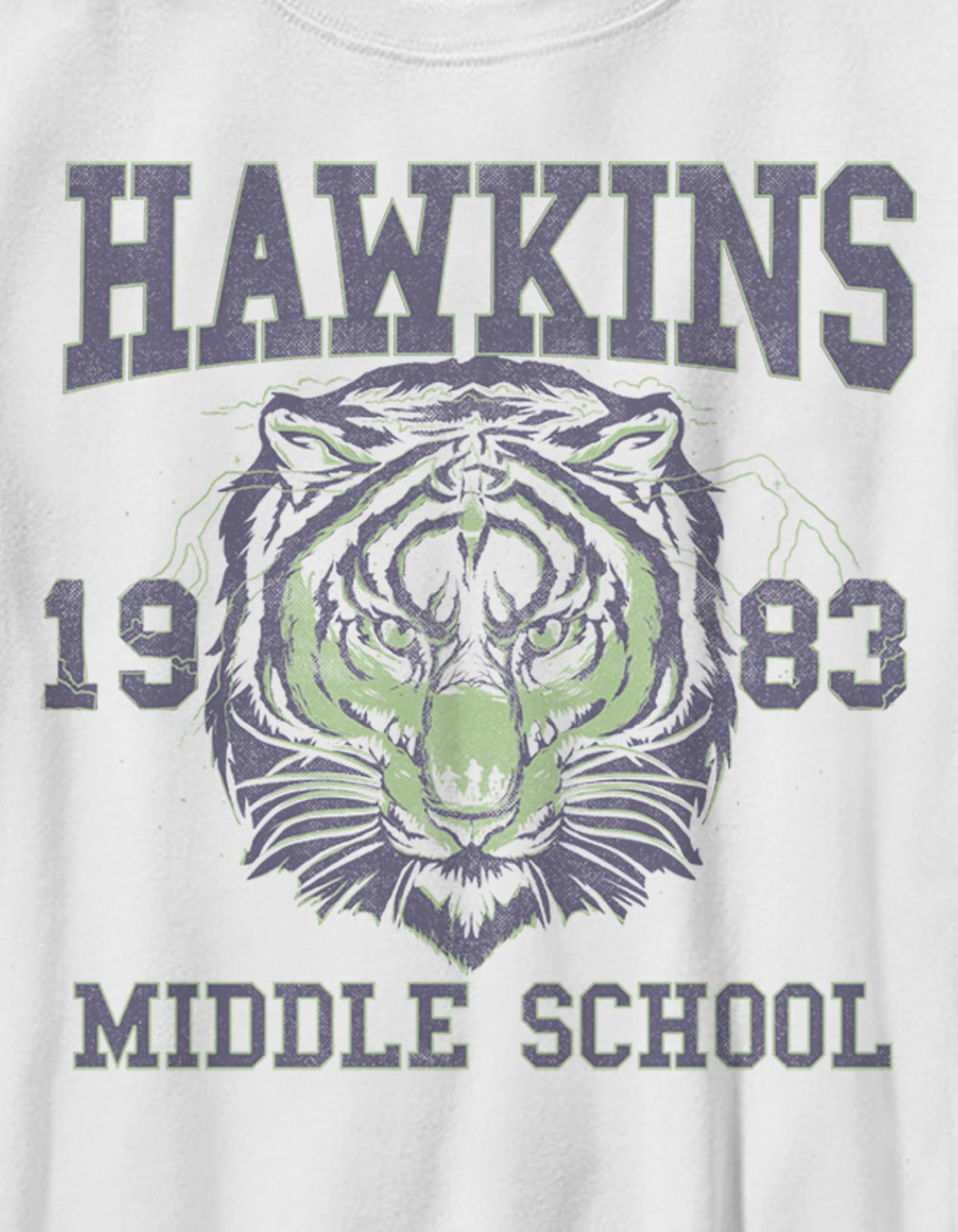 STRANGER THINGS Hawkins Tiger Unisex Kids Tee - WHITE
