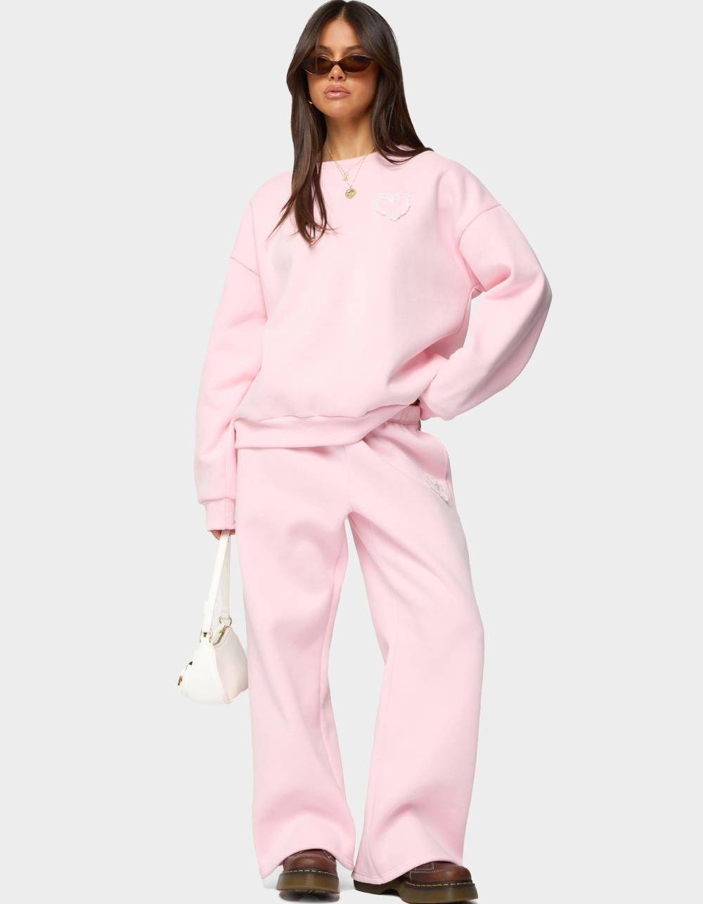 Edikted Love Wide Leg Sweatpants - LIGHT PINK