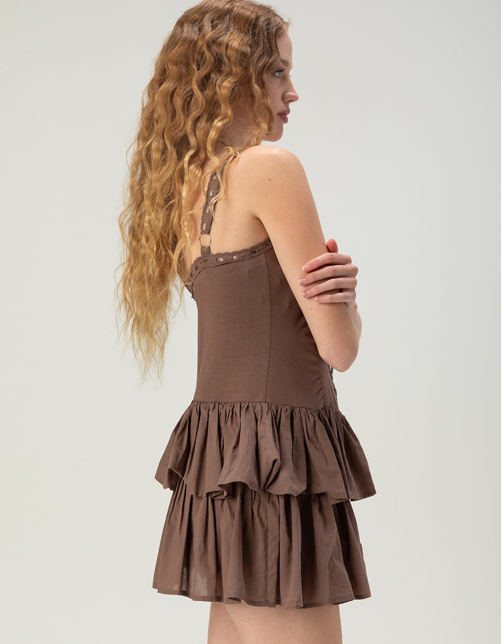 WEST OF MELROSE Womens Drop Waist Mini Dress - BROWN