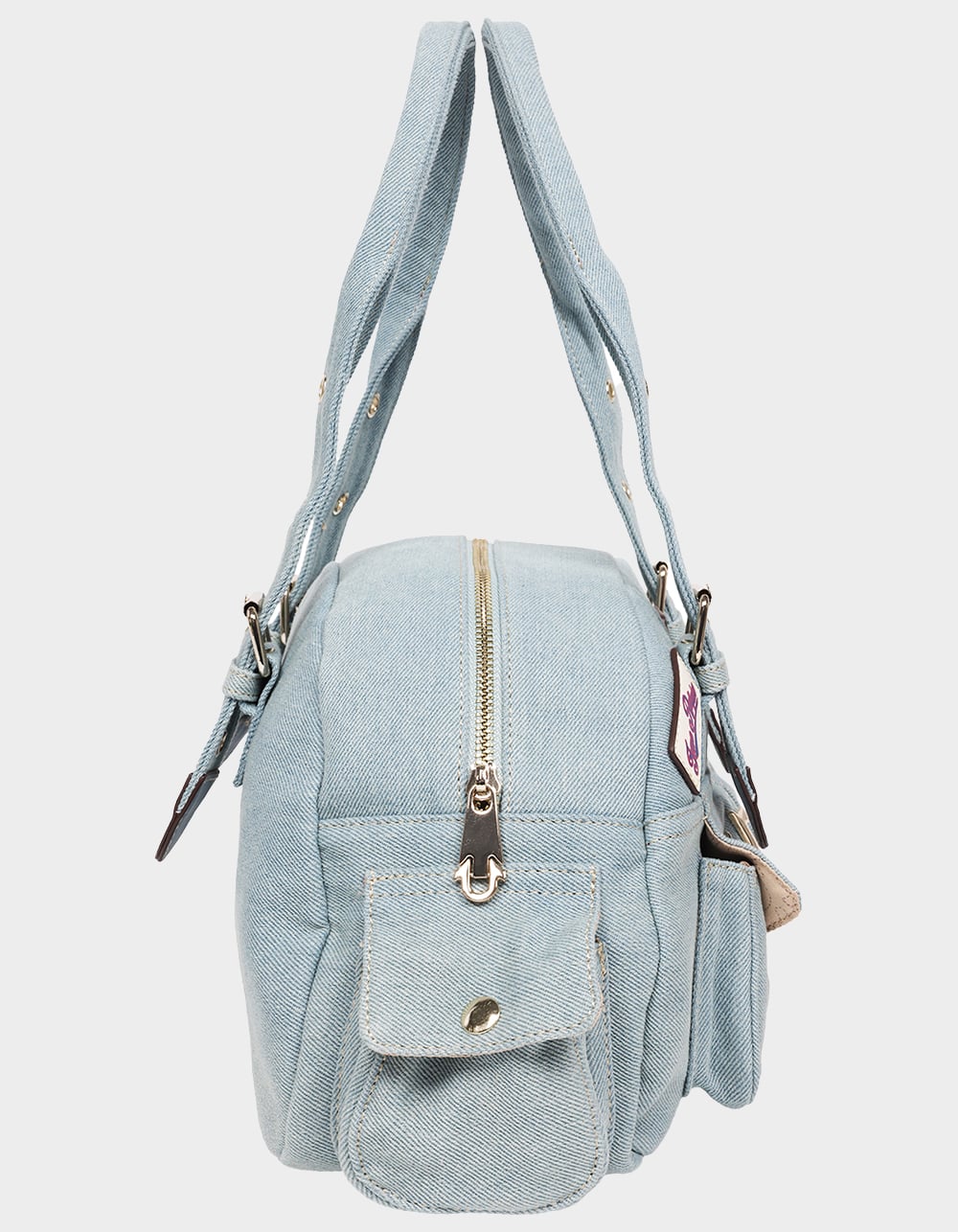 TRUE RELIGION Multi-Patch Denim Satchel Bag - DENIM