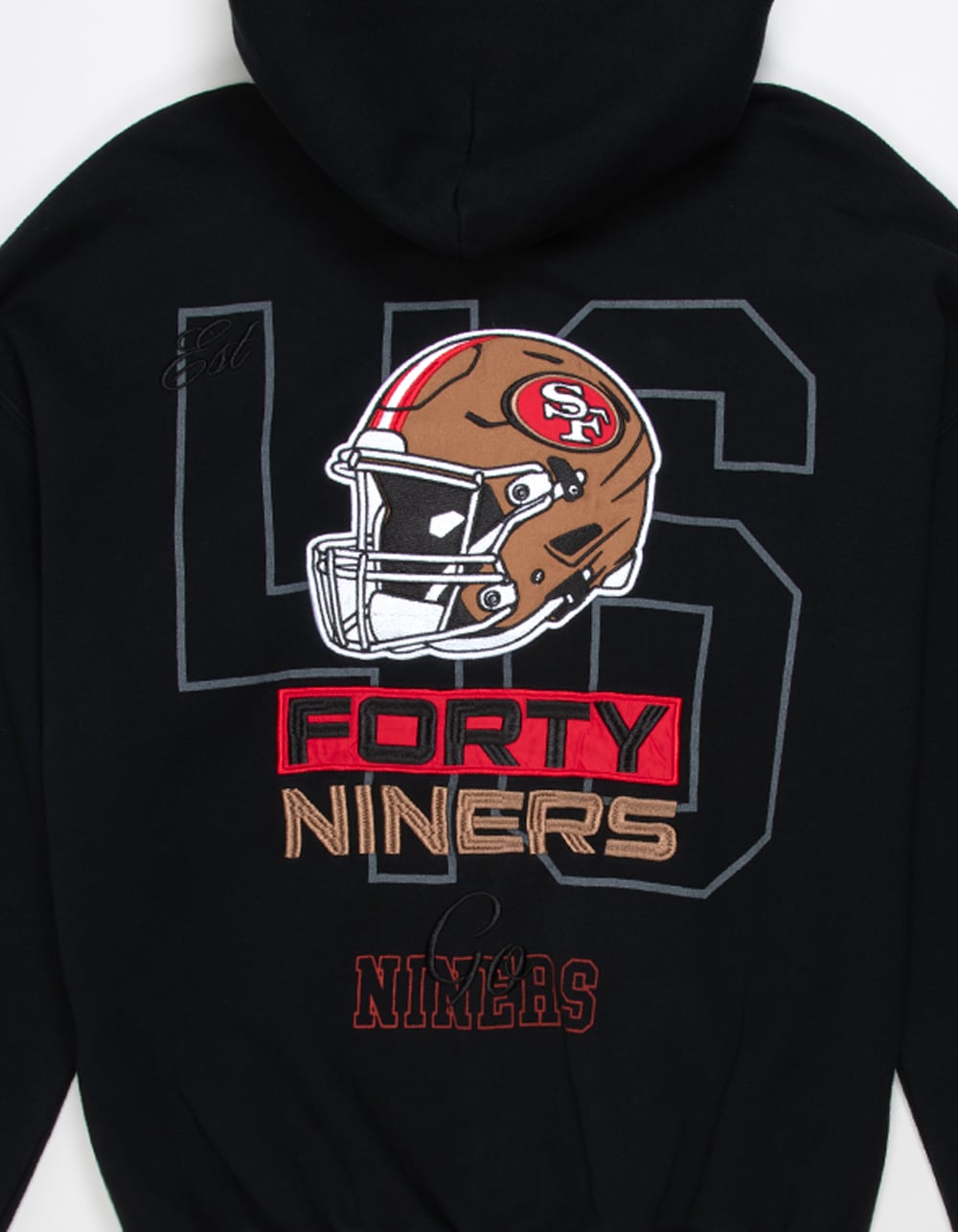 THE WILD COLLECTIVE San Francisco 49ers Mens Zip-Up Hoodie - WASHED BLACK