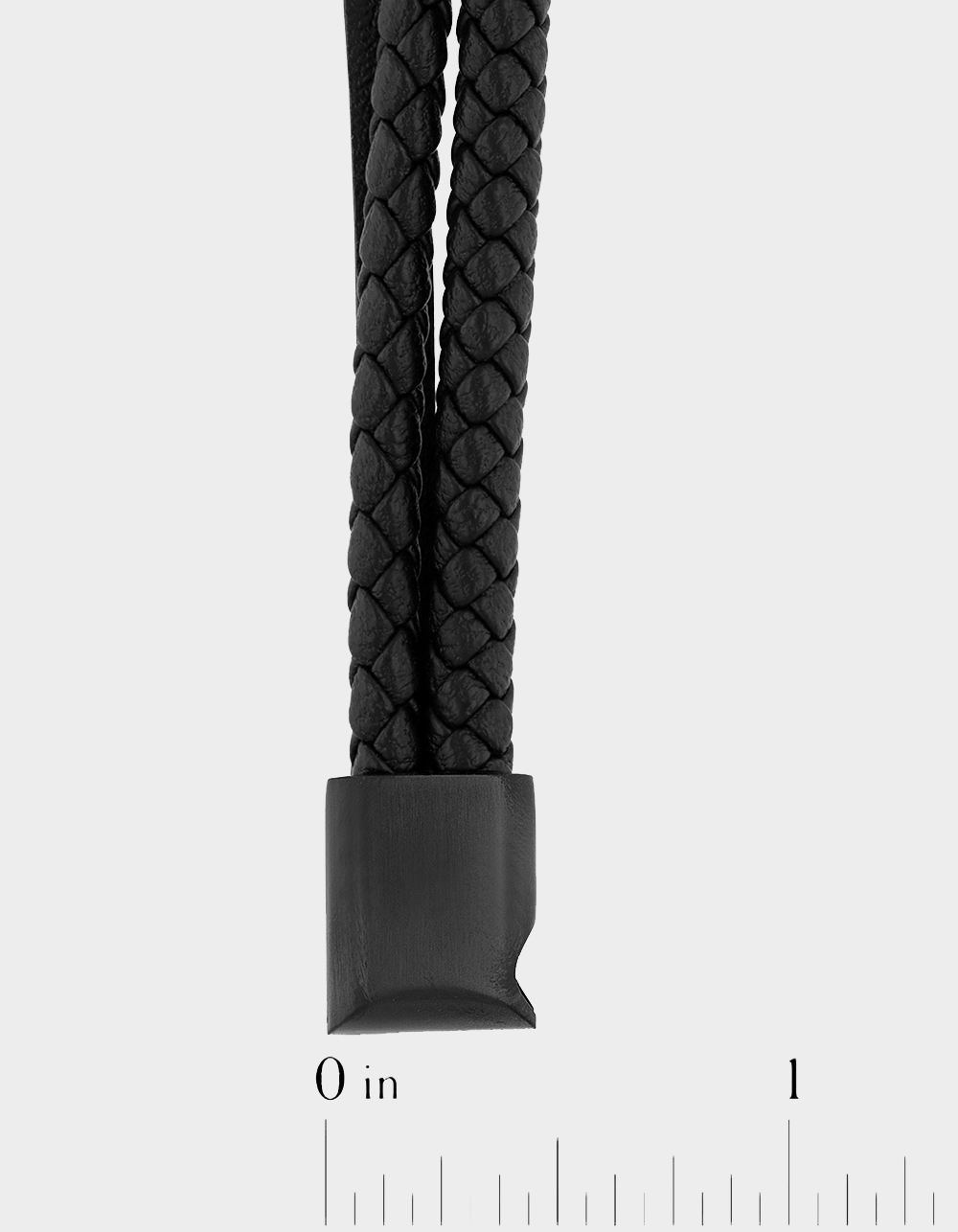 STEEL NATION Stainless Steel With Black IP Faux Leather Trio Bracelet - BLACK