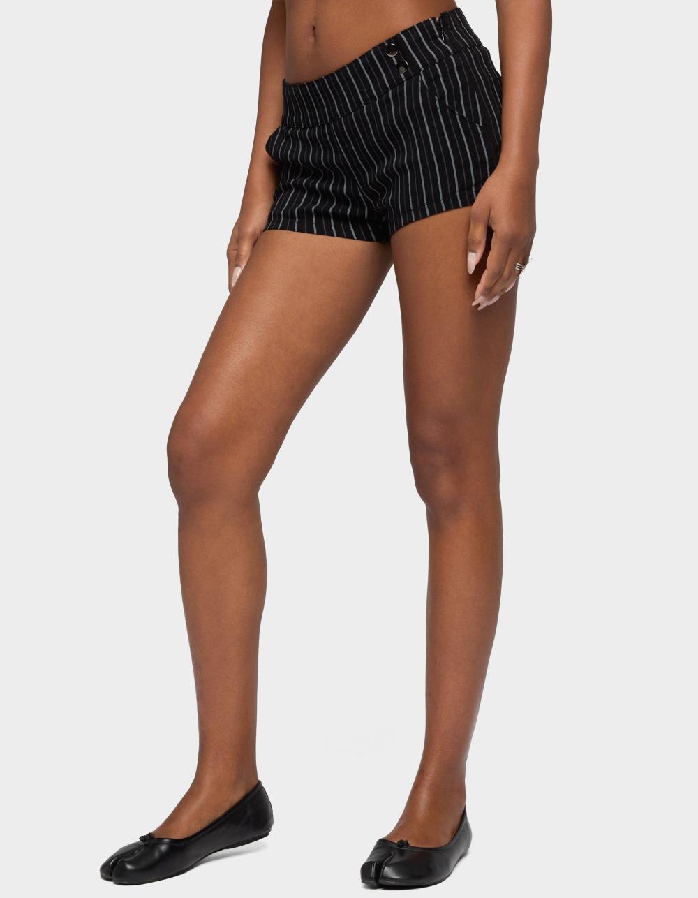 EDIKTED Violetta Striped Micro Shorts - BLACK
