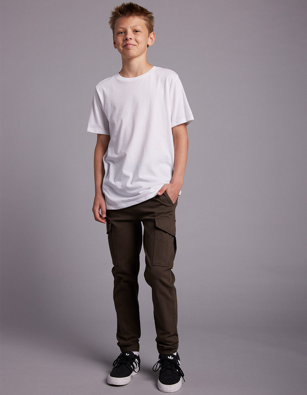 RSQ Boys Twill Cargo Jogger Pants - OLIVE