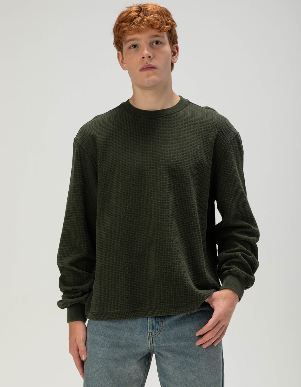 RSQ Mens Washed Thermal - OLIVE