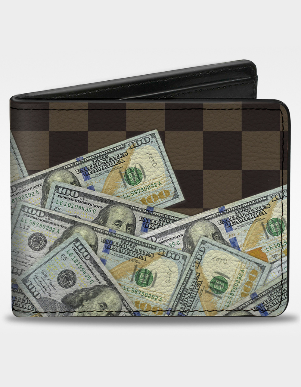 BUCKLE-DOWN Checker 100 Dollar Bills Bifold Wallet - MULTI