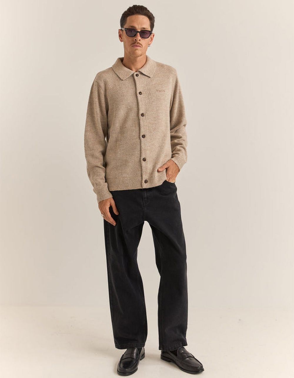 RHYTHM Mohair Mens Button Up Shirt - NATURAL