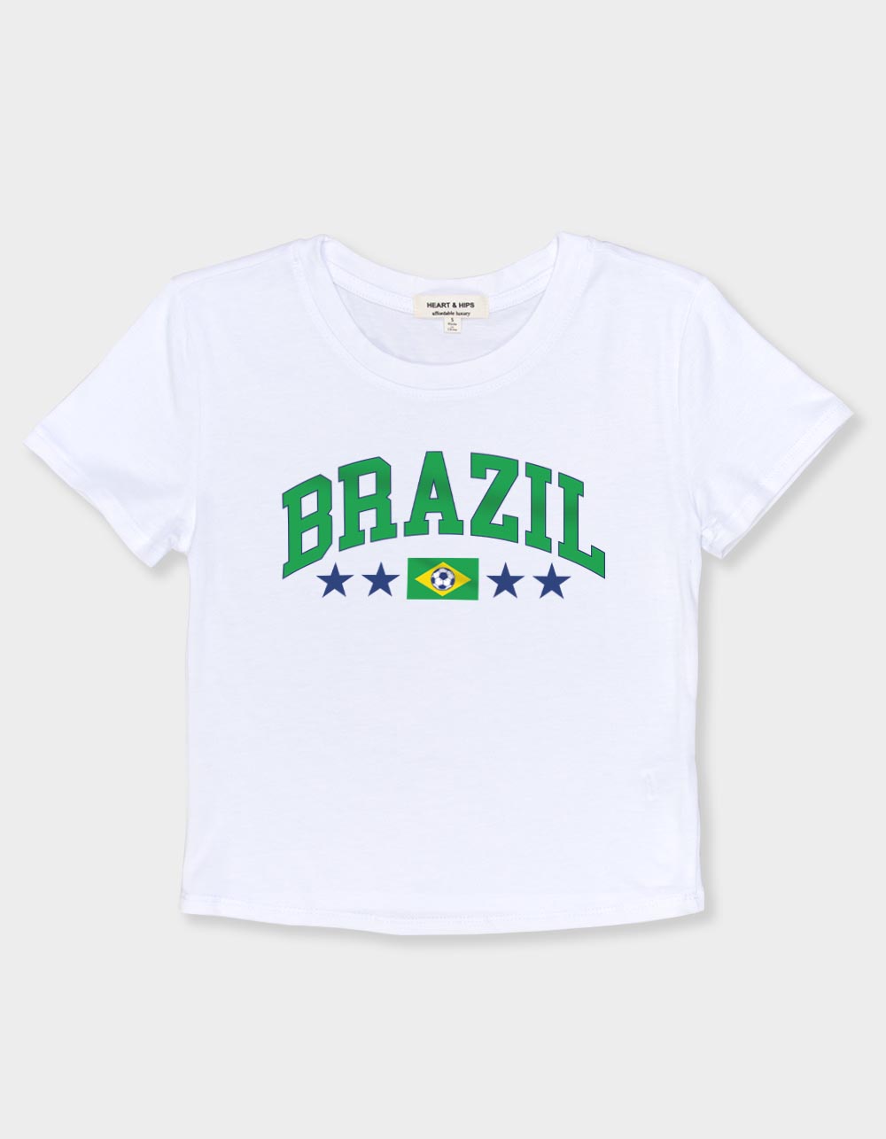 BRAZIL Flag Soccer Womens Baby Tee - WHITE