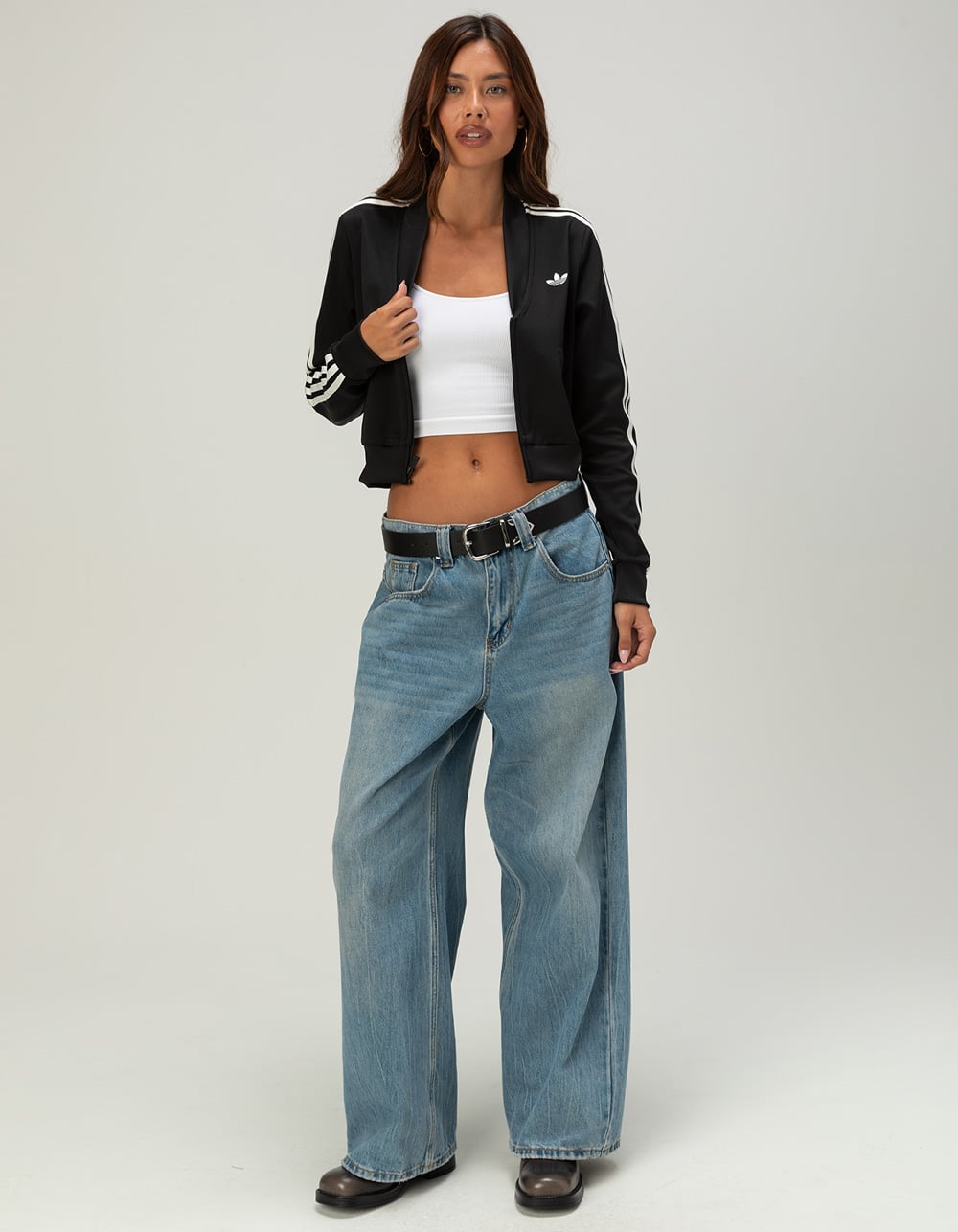 ADIDAS Originals Womens V-Neck Superstar Track Top - BLACK