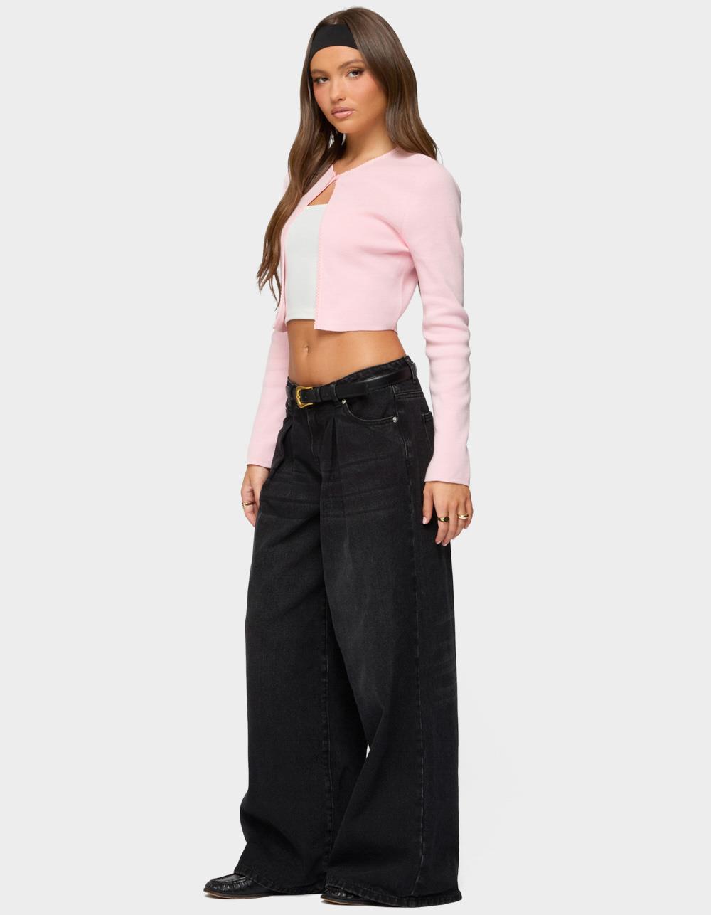 EDIKTED Jayne Split Front Knit Cardigan - LIGHT PINK