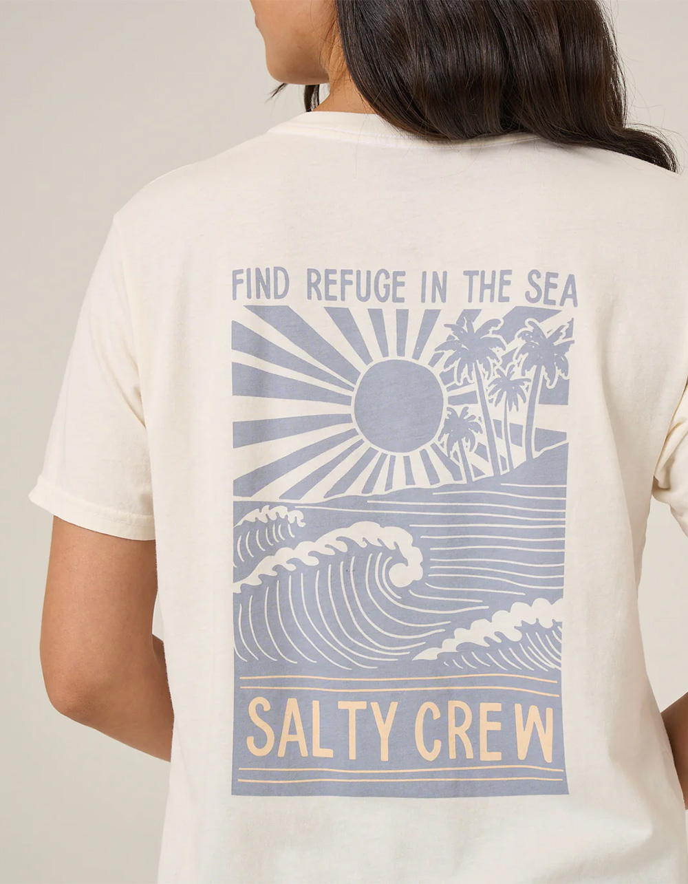 SALTY CREW Rise And Smile Womens Boyfriend Tee - WHITE