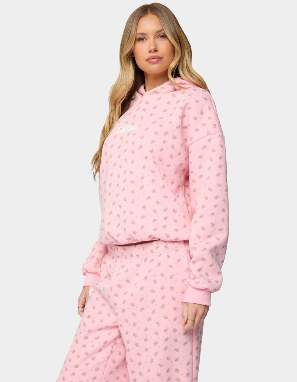 EDIKTED Flower Power Hoodie - LIGHT PINK