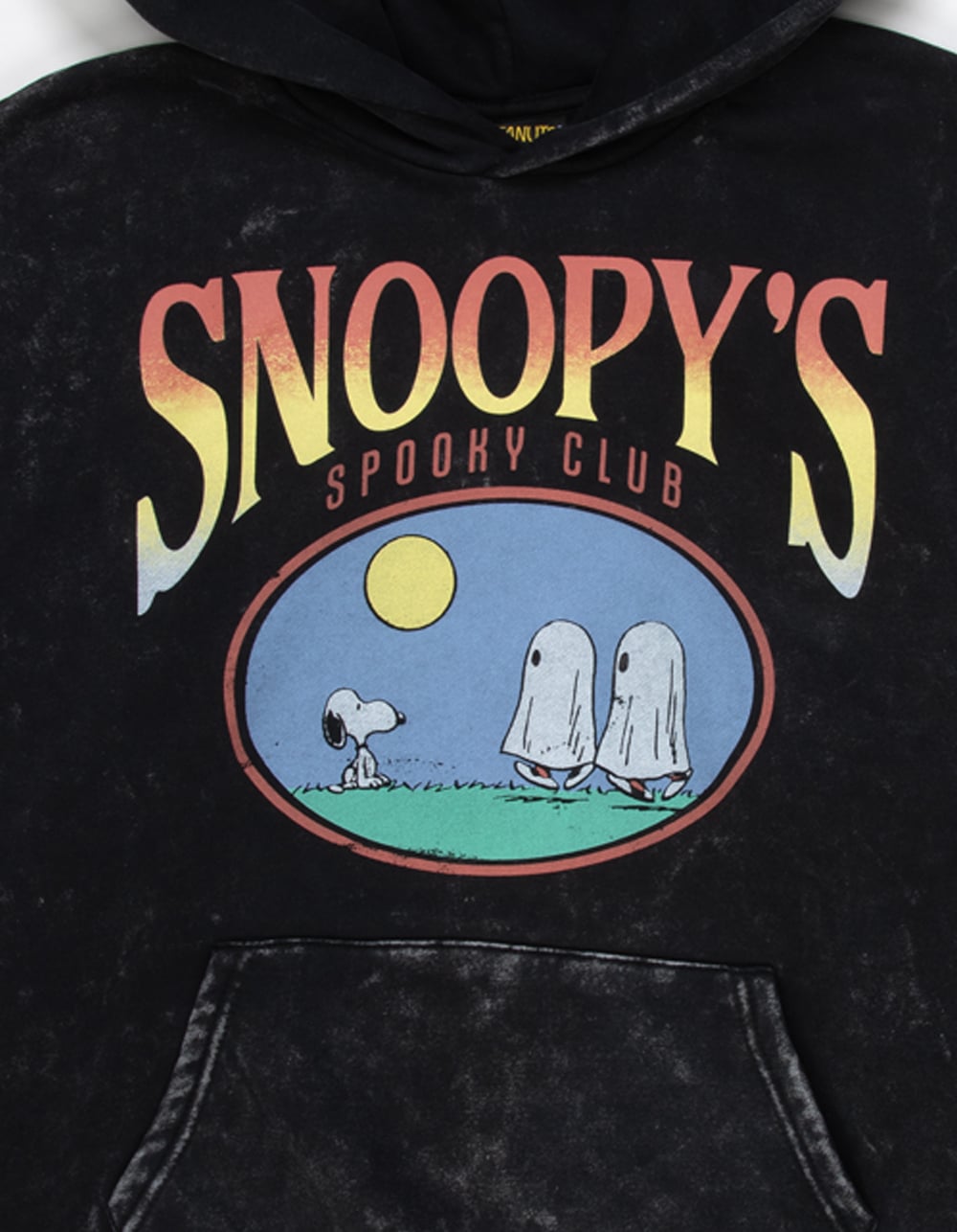 RSQ x Peanuts Halloween Ghost Mens Hoodie - BLACK