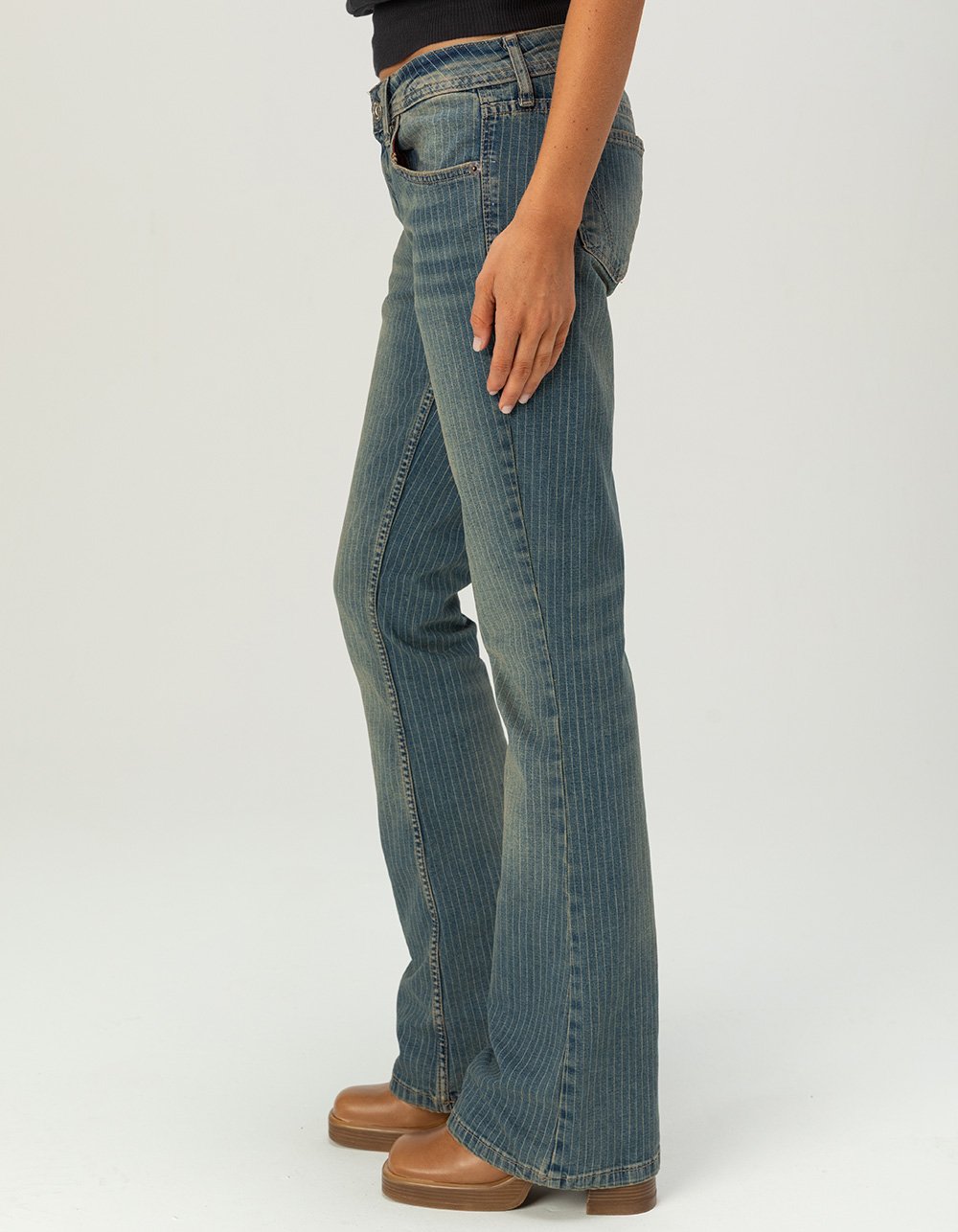 BDG Urban Outfitters Brooke Womens Low Rise Pinstripe Bootcut Jeans - STRIPE