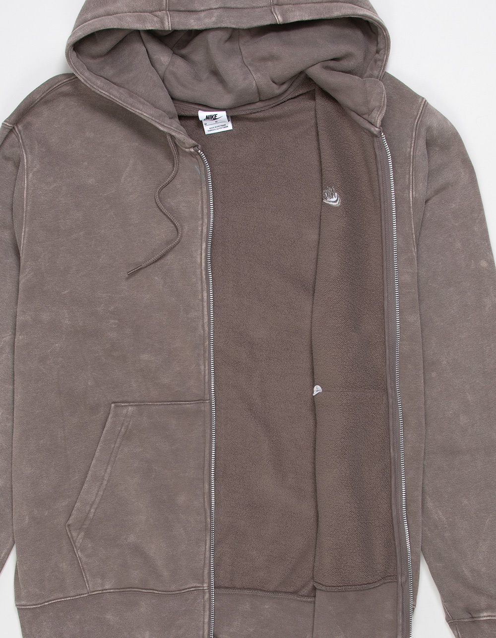 NIKE Mens Washed Zip-Up Hoodie - STONE