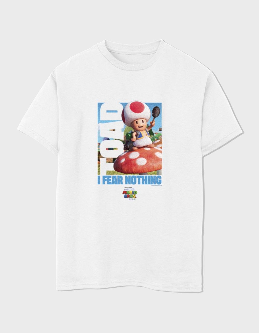 THE SUPER MARIO BROS MOVIE Toad Fear Nothing Unisex Kids Tee - WHITE