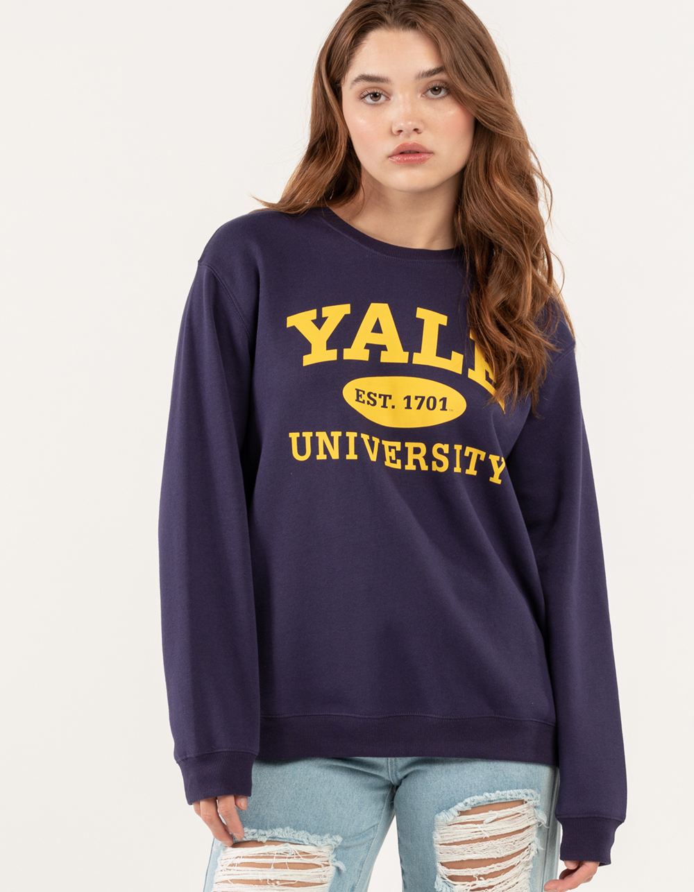 YALE Womens Crewneck Sweatshirt - NAVY 