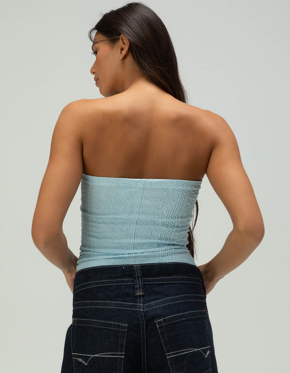 BDG Urban Outfitters Tapestry Texture Womens Bandeau - LIGHT BLUE