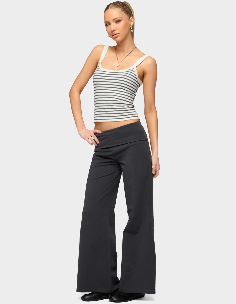 EDIKTED Petite Wide Leg Fold Over Pants