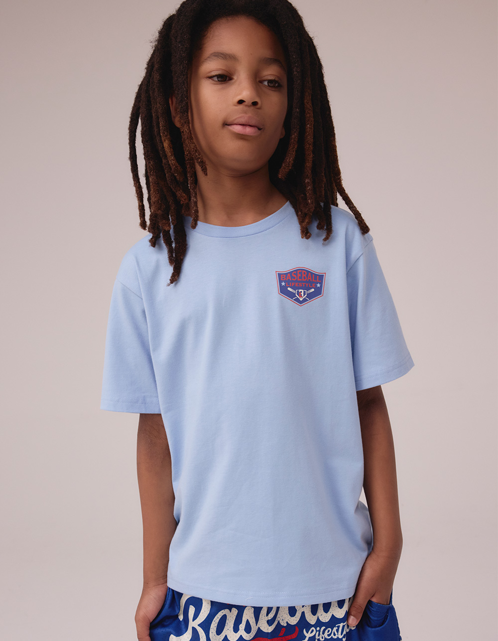 Baseball LIFESTYLE 101 Champions Boys Tee - LIGHT BLUE