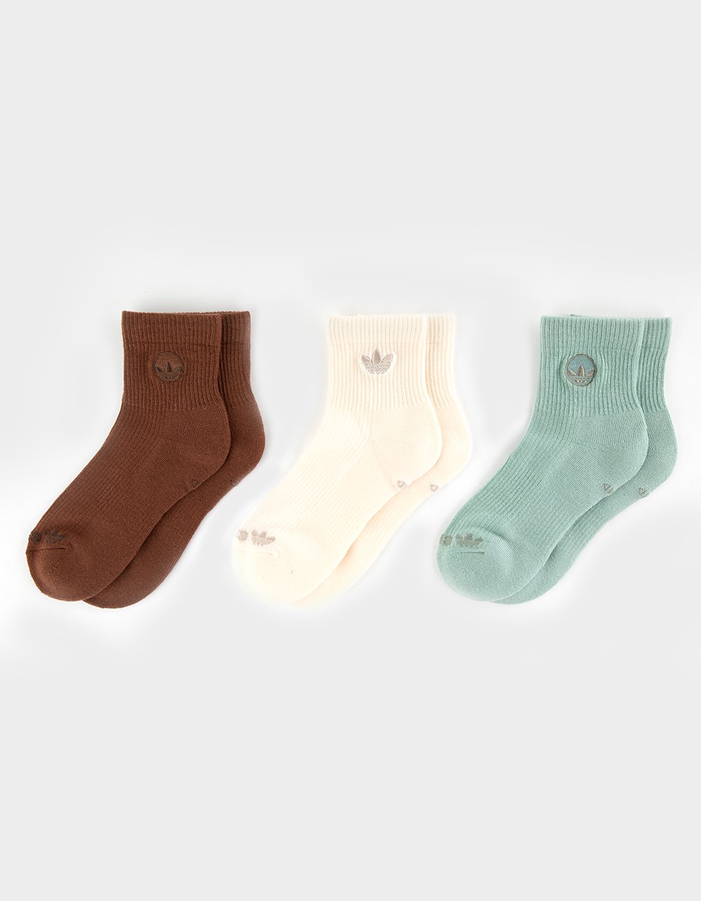 ADIDAS Originals 3 Pack Womens Premium Quarter Socks - BROWN COMBO