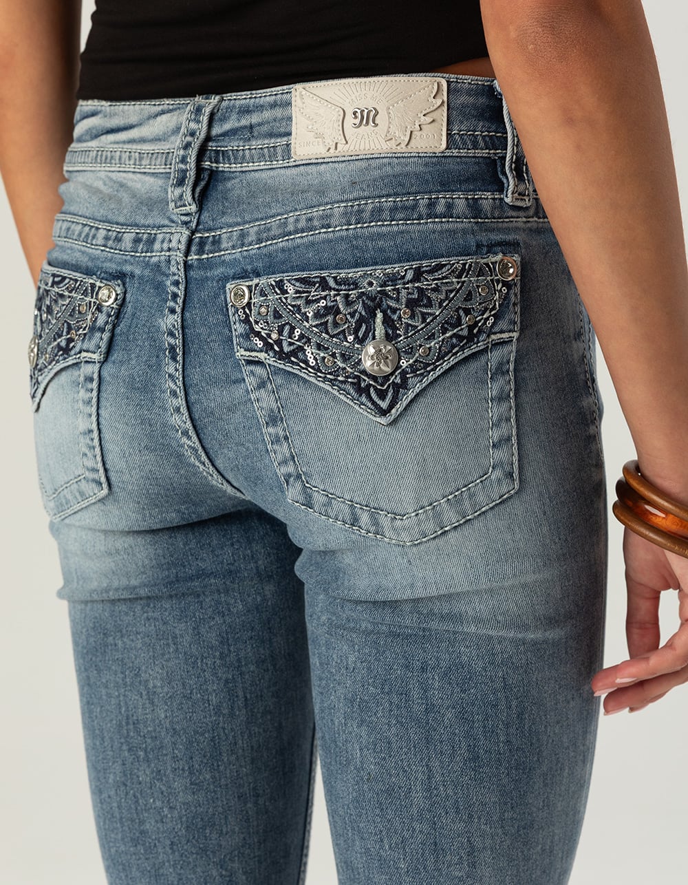 MISS ME Flap Mid Rise Womens Bootcut Jeans - MEDIUM WASH