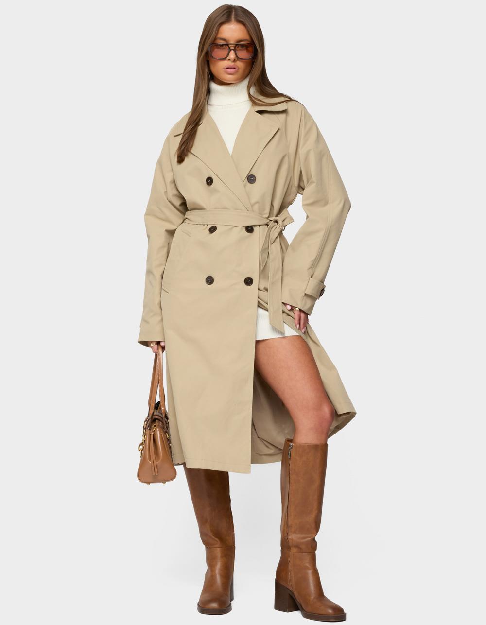 EDIKTED Amur Maxi Trench Coat - RUST