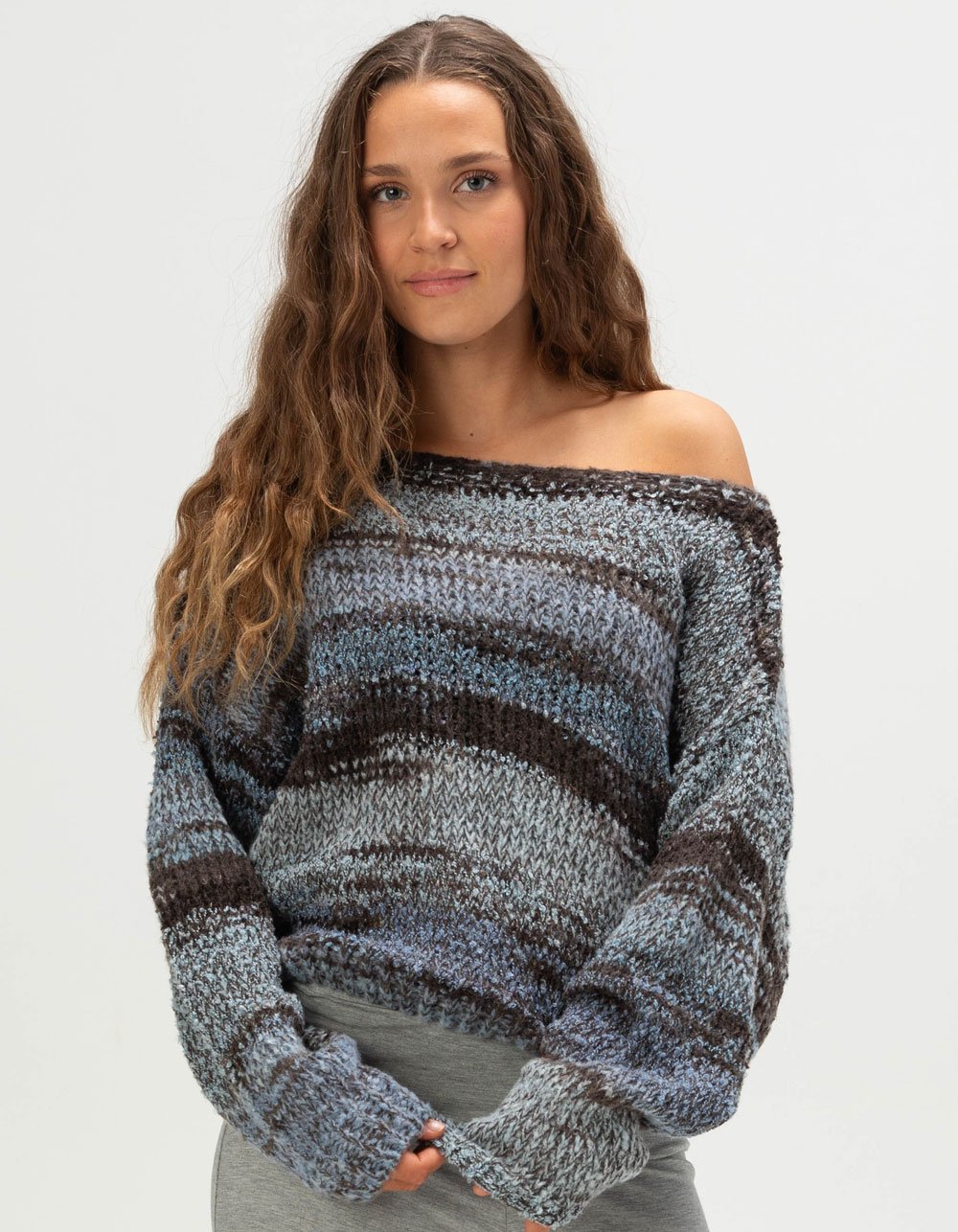 RSQ Womens Space Dye Sweater - BLUE COMBO