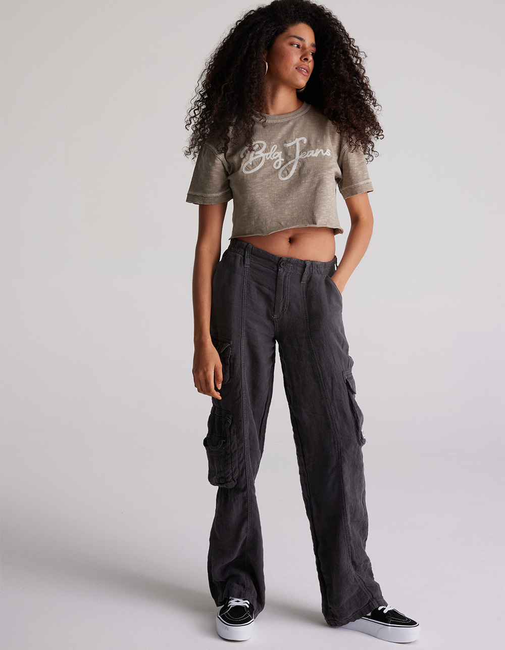 BDG Urban Outfitters Linen Y2K Womens Cargo Pants - WASHED BLACK | Tillys