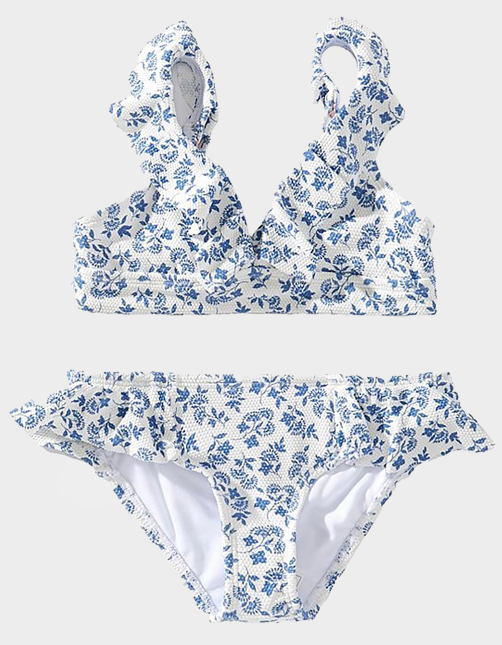 RAISINS Day Dreamer Girls Texture Ruffle Triangle Top Bikini Set - BLUE