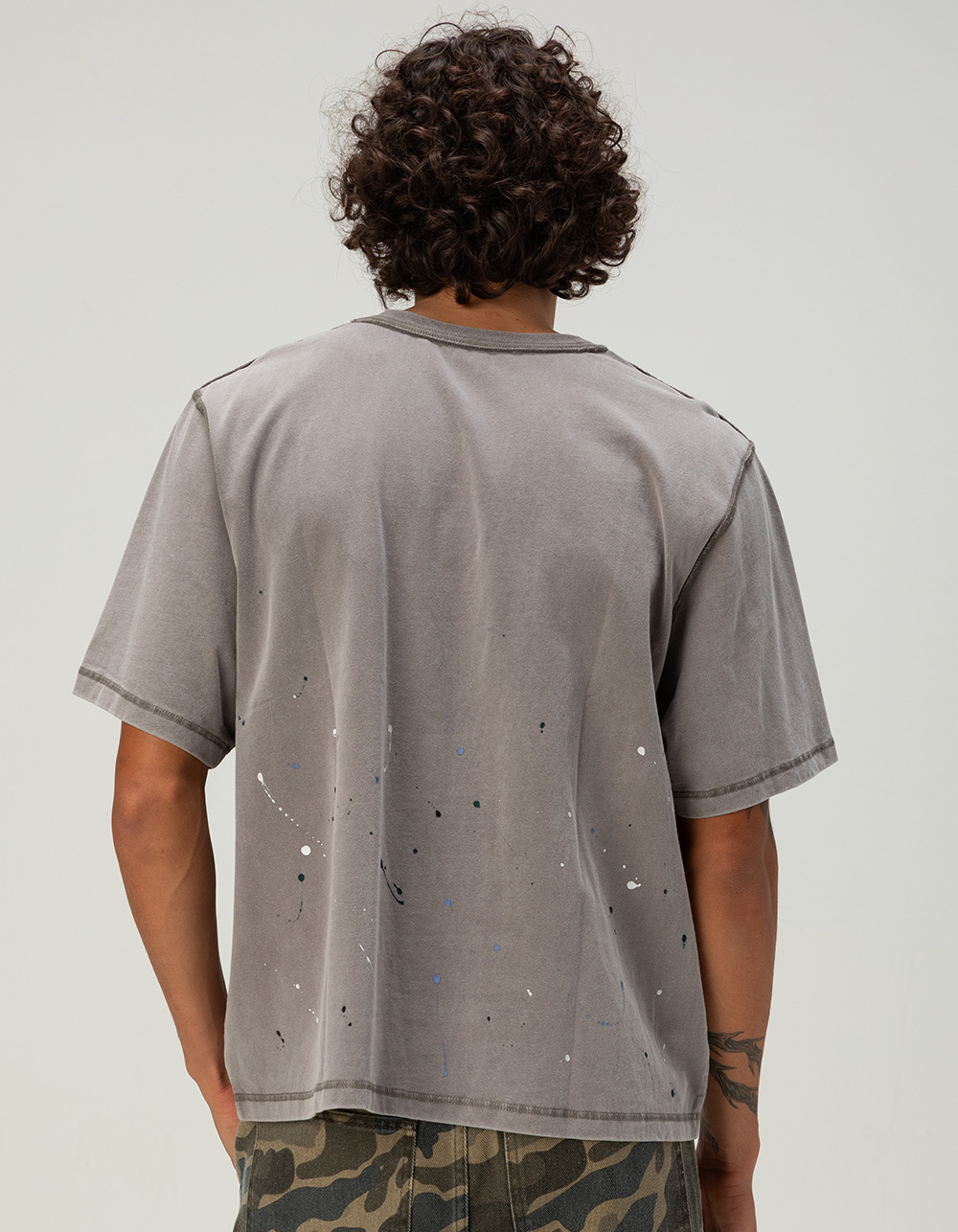 RSQ Mens Paint Splatter Boxy Tee