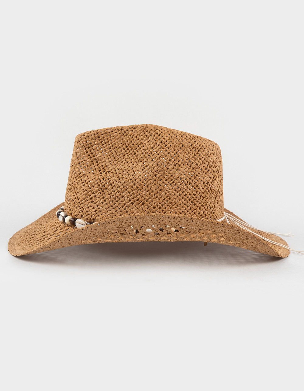 Puka Shell Beaded Womens Cowboy Hat - KHAKI