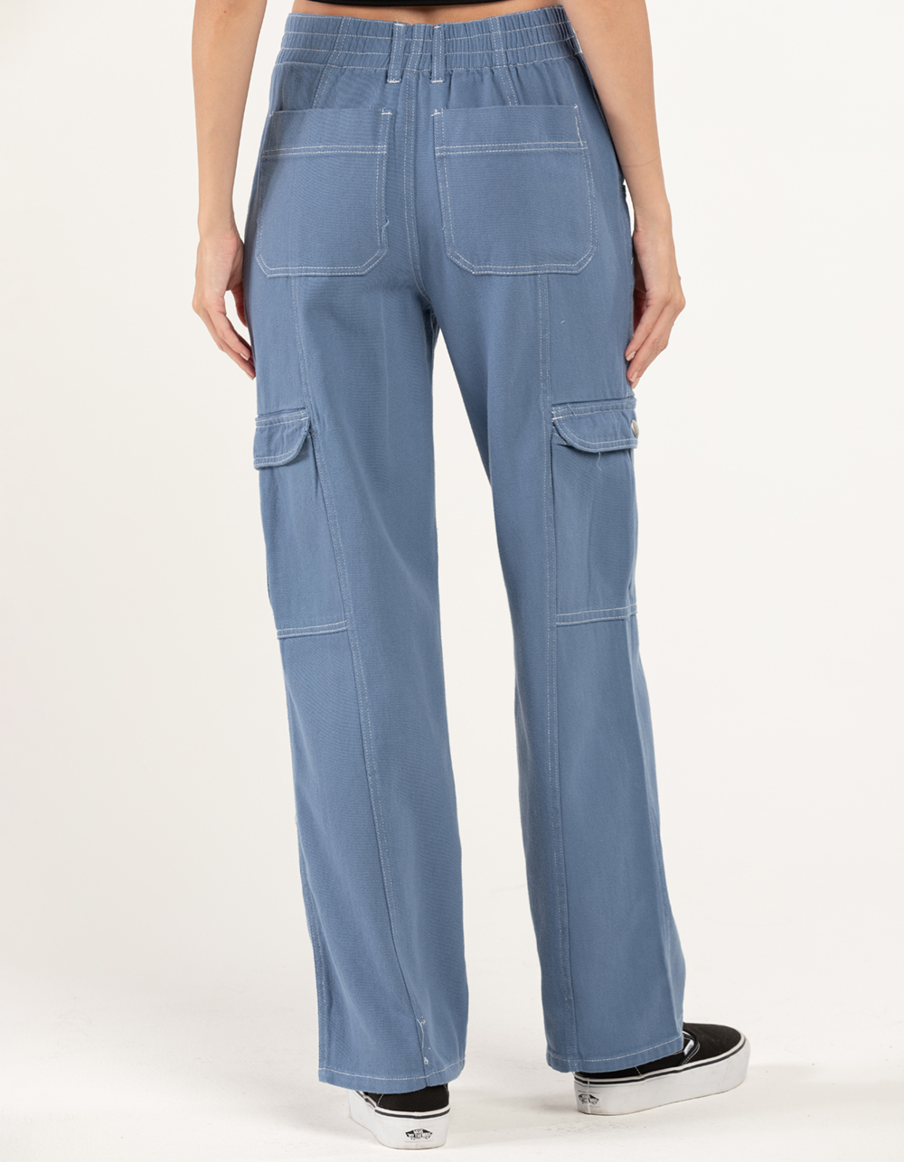 RSQ Womens Smock Waist Loose Cargo Pants MEDIUM BLUE Tillys