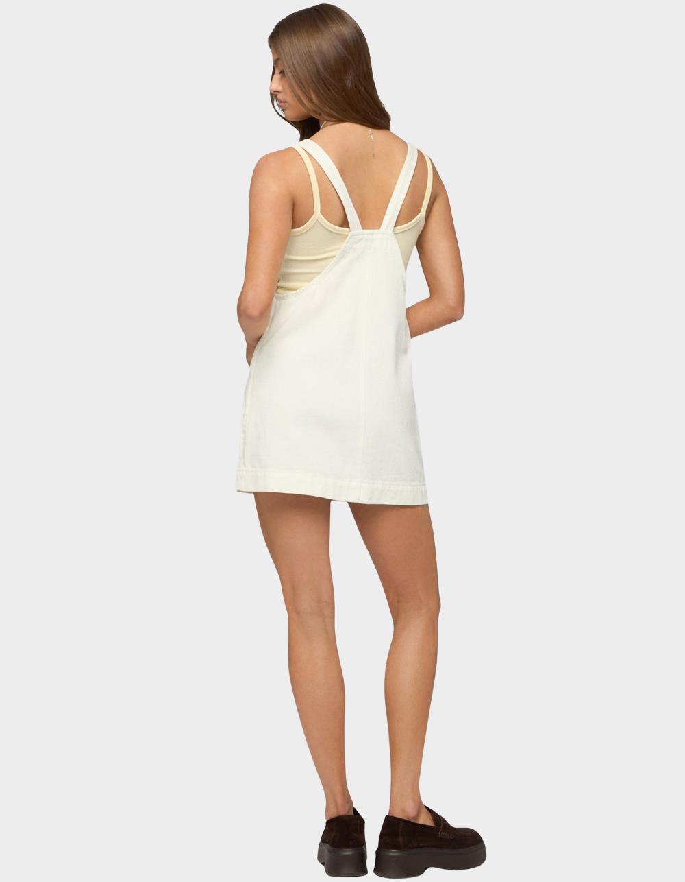 EDIKTED Overall Denim Mini Dress - WHITE