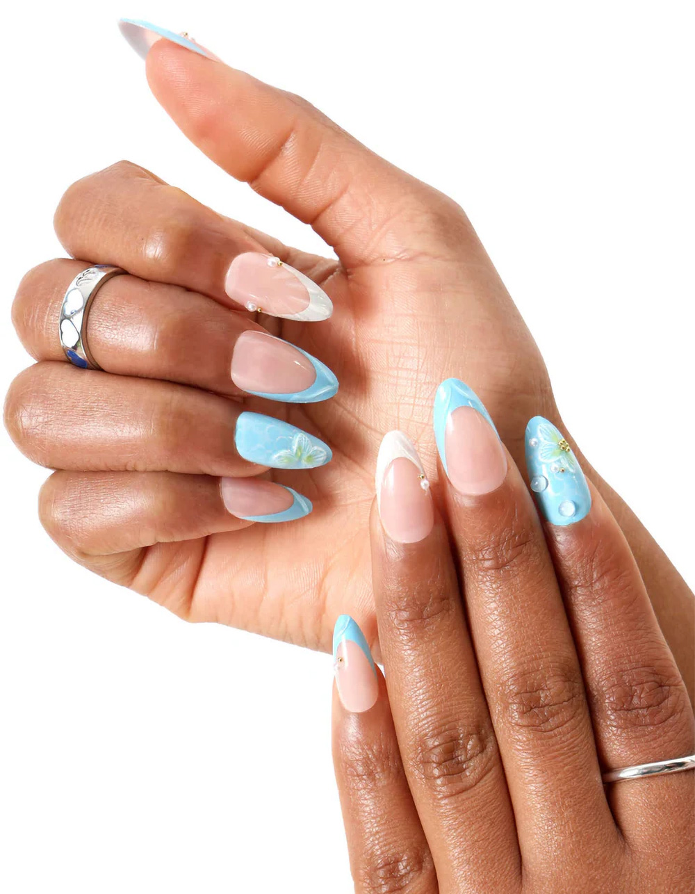 NEVER HAVE I EVER Waterlily French Press-On Nails - BLUE