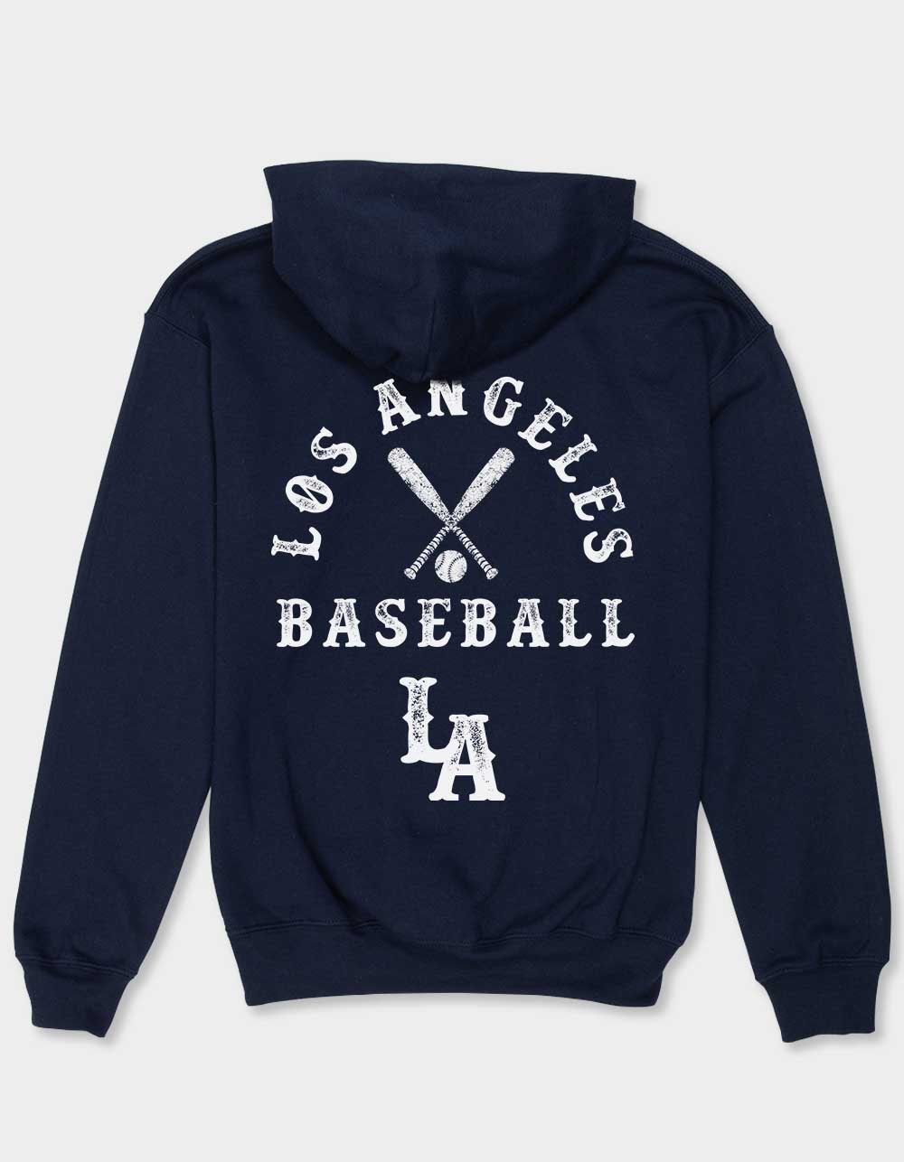 LOS ANGELES Baseball Distressed Unisex Kids Hoodie - NAVY