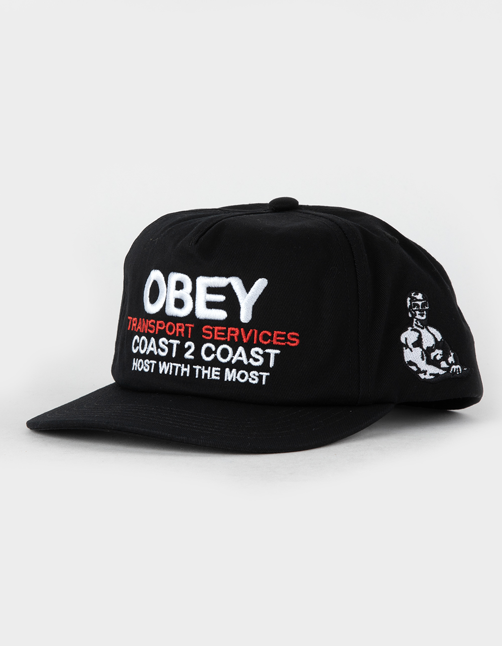 OBEY Transport 5 Panel Snapback Hat BLACK Tillys