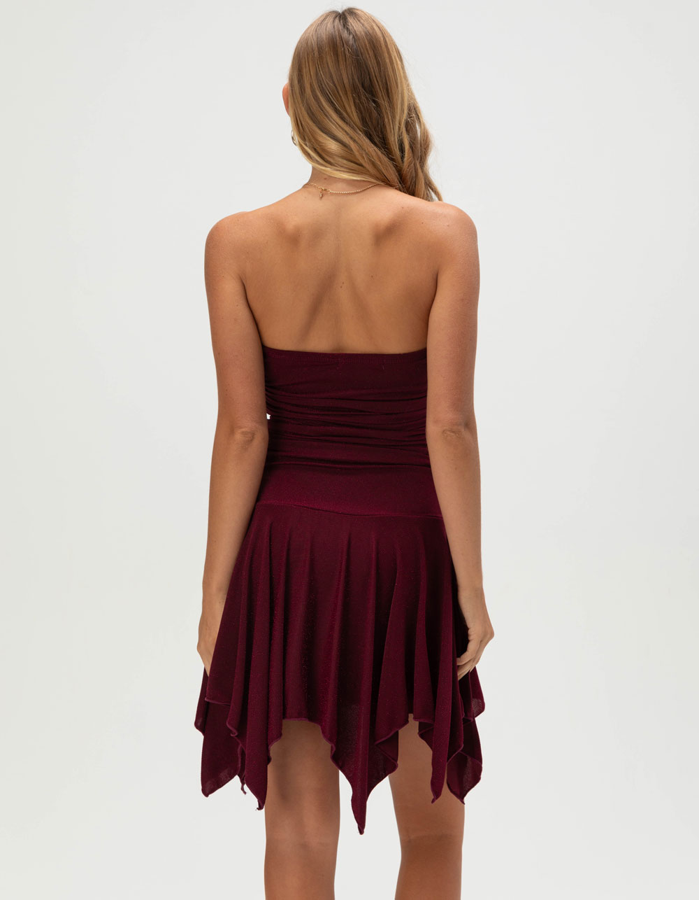 MADDEN GIRL Shimmer Womens Drop Waist Dress - BURGUNDY