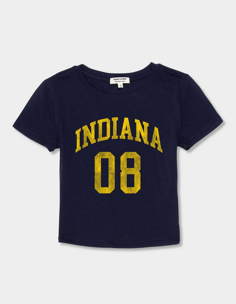 INDIANA 08 Distressed Womens Baby Tee - NAVY