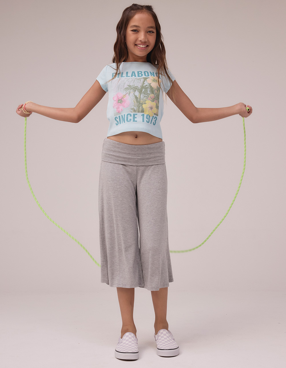 FULL TILT Girls Wide Leg Gaucho Pants - HEATHER GRAY