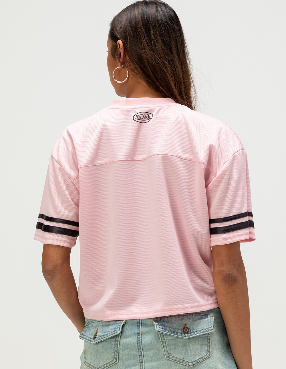 VON DUTCH Womens V-Neck Jersey - PINK