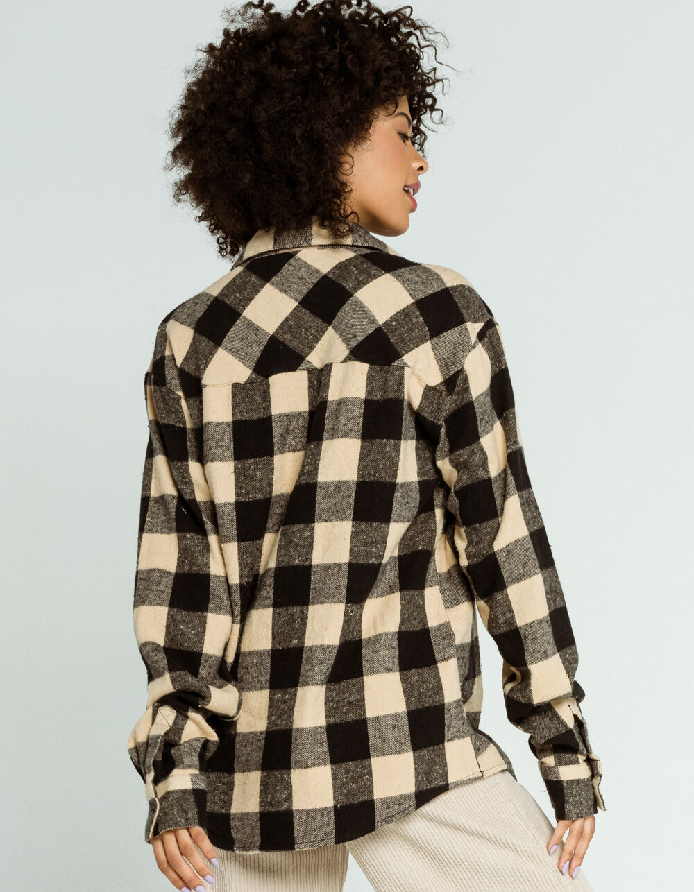 RSQ Brushed Buffalo Plaid Womens Flannel Shirt - TAN/BLACK | Tillys