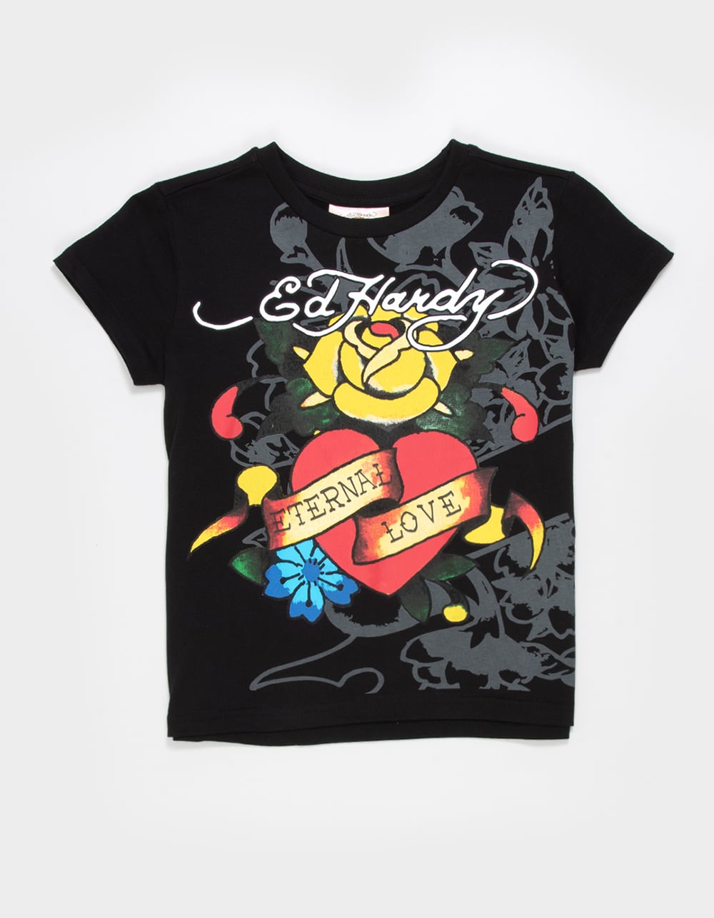 ED HARDY Eternal Love Girls Boyfriend Tee - BLACK