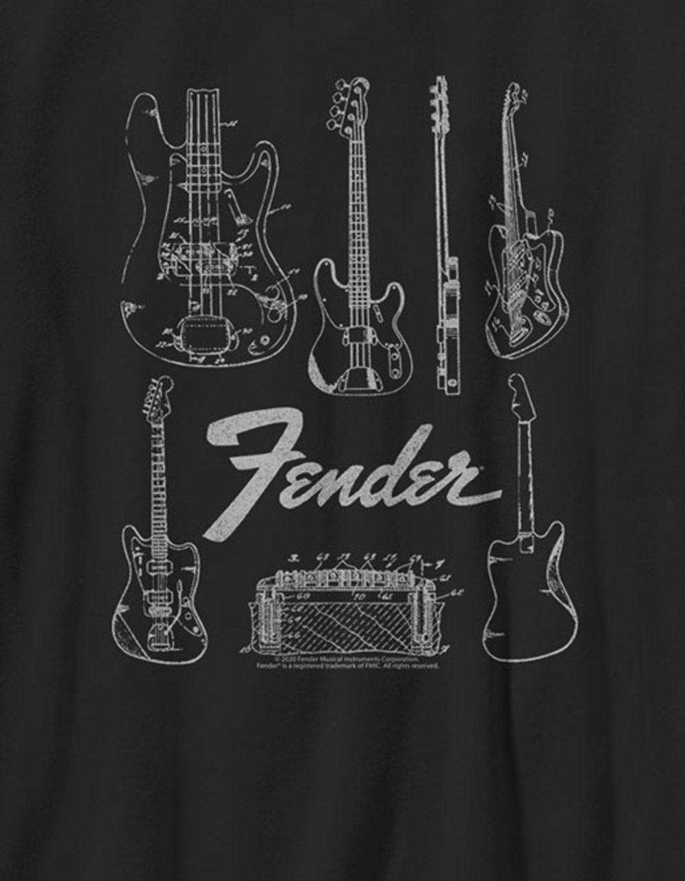 FENDER Chart Silhouette Unisex Kids Tee BLACK Tillys