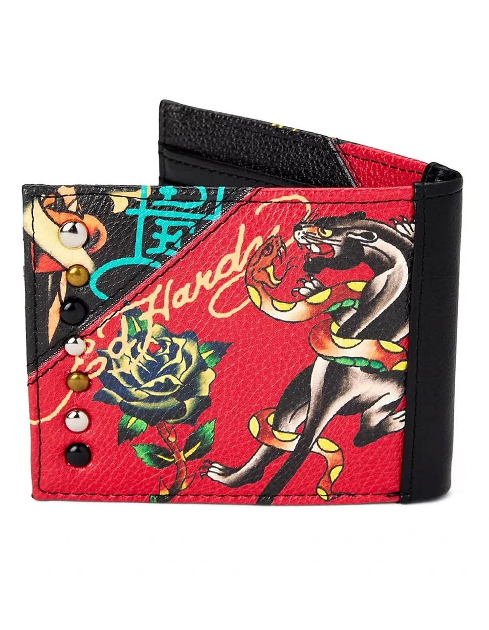 ED HARDY Printed Stud Bifold Wallet - MULTI