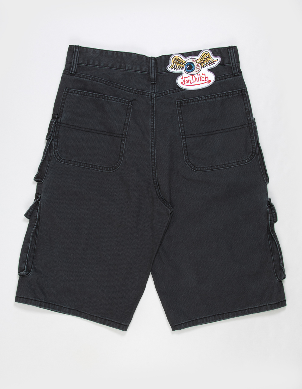 VON DUTCH Devil Mens Cargo Jorts - BLACK