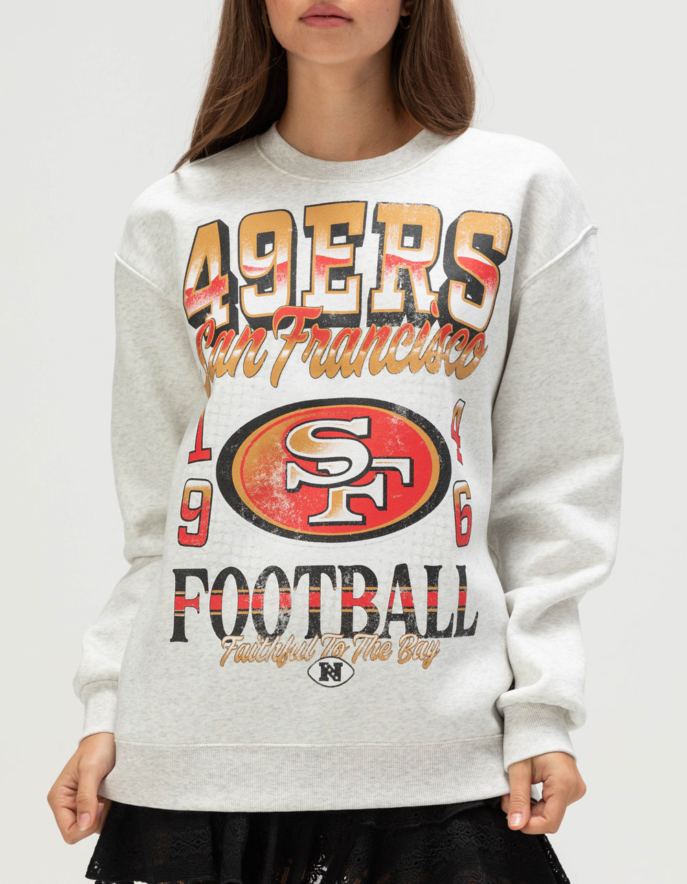THE WILD COLLECTIVE San Francisco 49ers Womens Crewneck Sweatshirt - GRAY